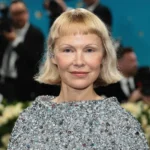 Pamela Anderson with micro bangs at The 2025 Met Gala.