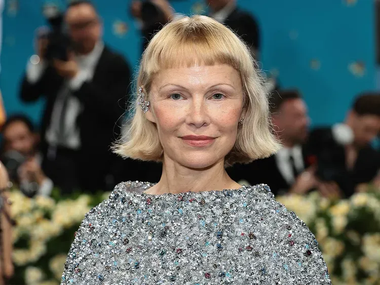 Pamela Anderson with micro bangs at The 2025 Met Gala.